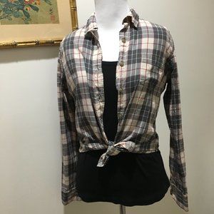 Denim & Supply Plaid Yellow & Gray Shirt
